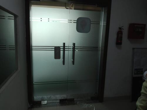 Privacy frosted work in Mansarovar  with lines cut
